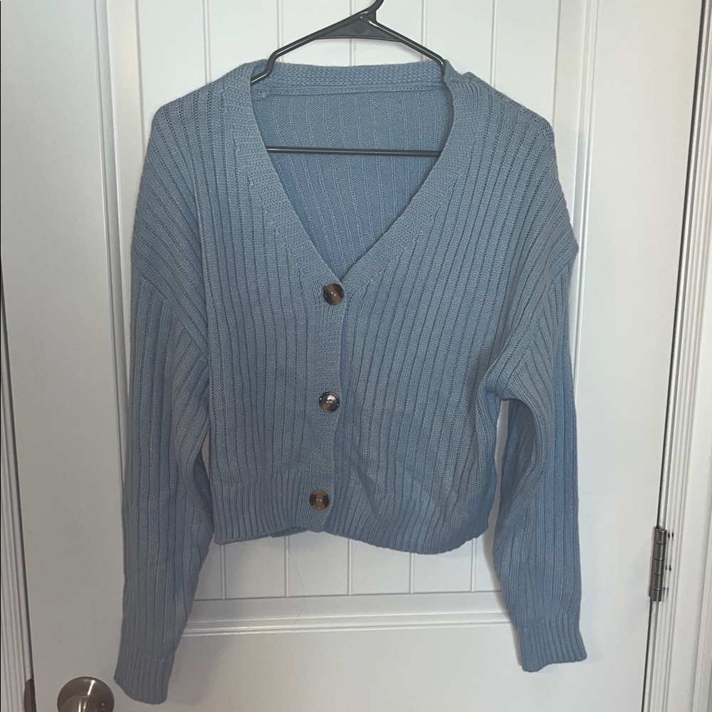 Light blue button up cardigan